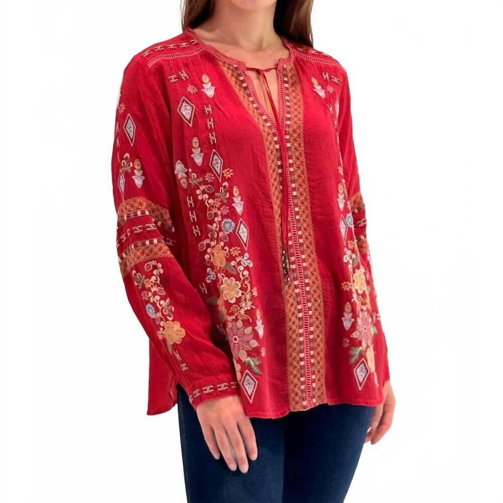 NEW JOHNNY WAS paulina shirt in equestrian red